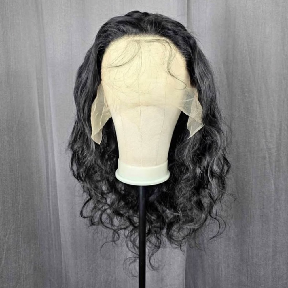 28" Body Wave Human Hair Wig 13x4 HD Lace Front 180% Density Glue-less Black